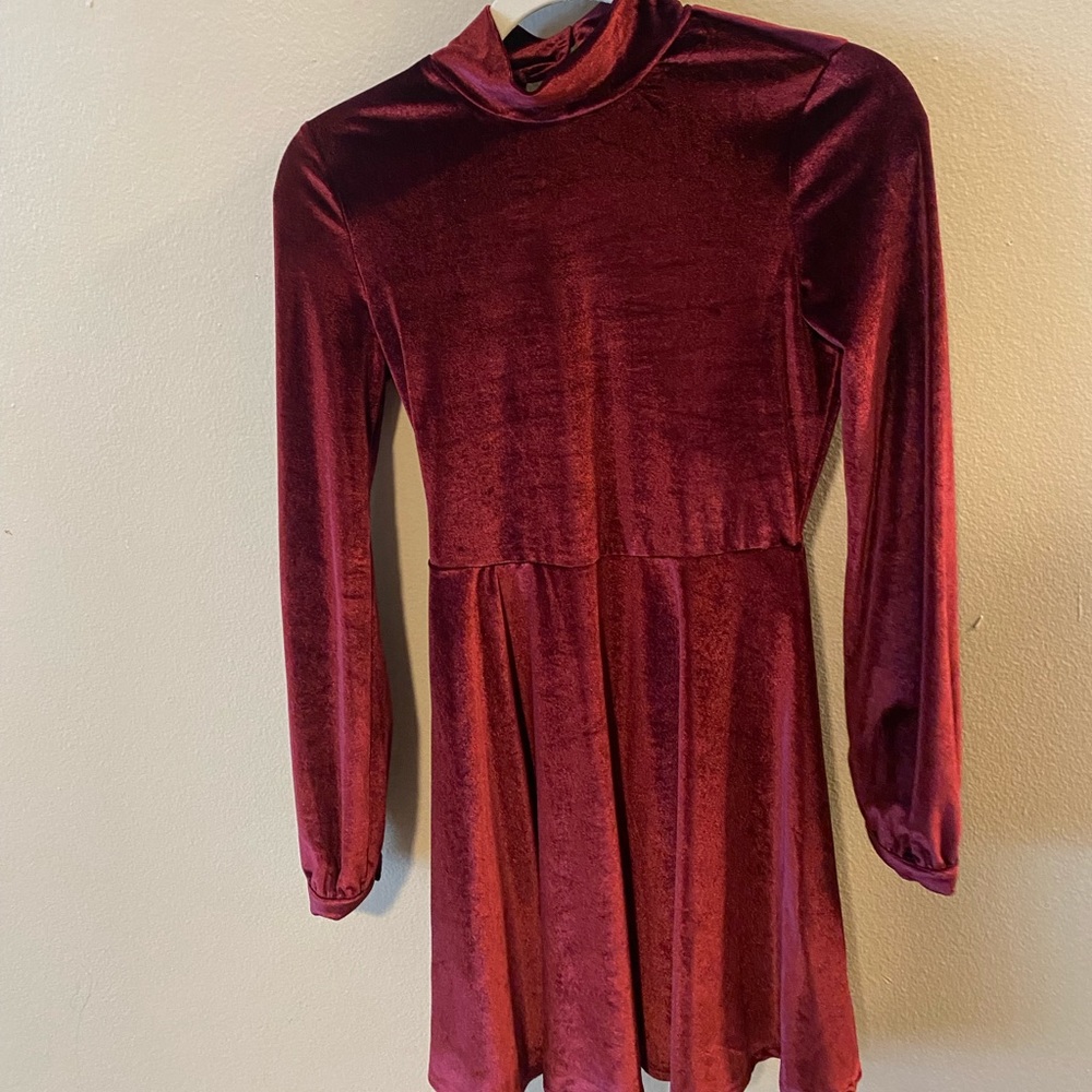 Maroon Velvet Dress